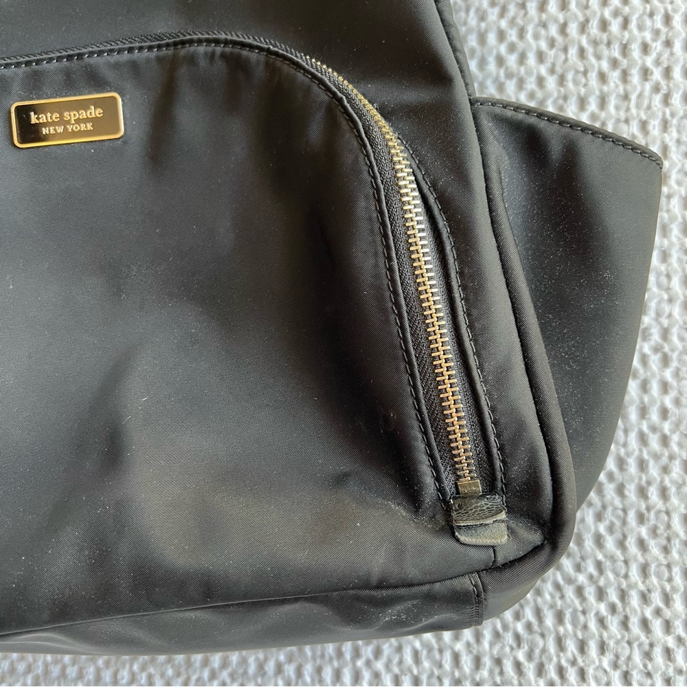 GUC Kate Spade Large Dawn Backpack | Black Nylon w/ Gold Hardware | Light Wear - Picture 3 of 11